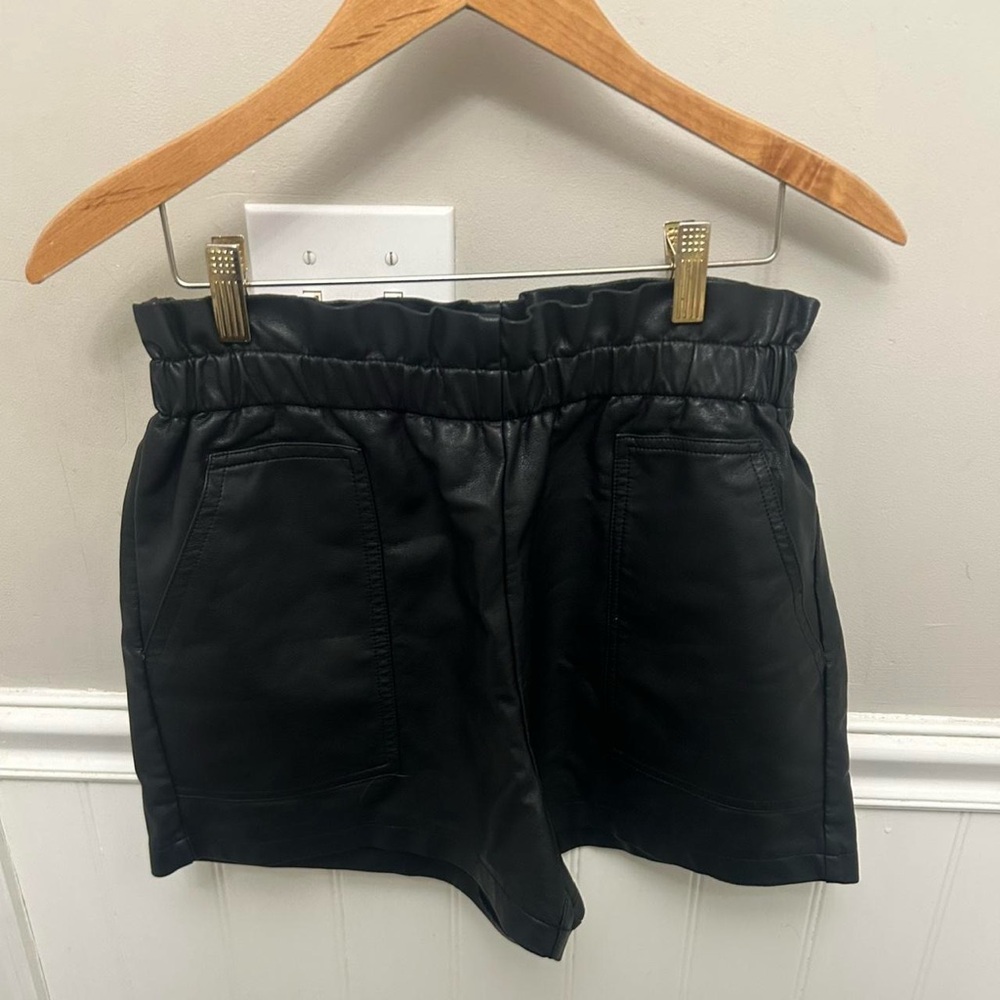 Women's Black Faux Leather Shorts